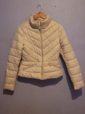 Love Tree Cream Quilted Puffer Jacket